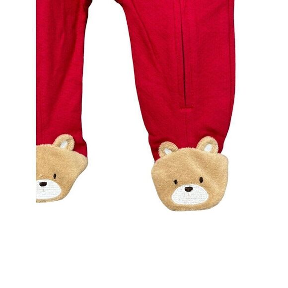 Little Me "My First Christmas" Teddy Bear Footed Bodysuit, Red, 6M - Picture 3 of 12